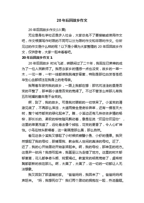 20年后回故乡作文（13篇）