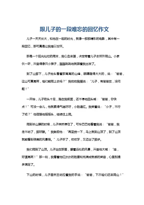 跟儿子的一段难忘的回忆作文