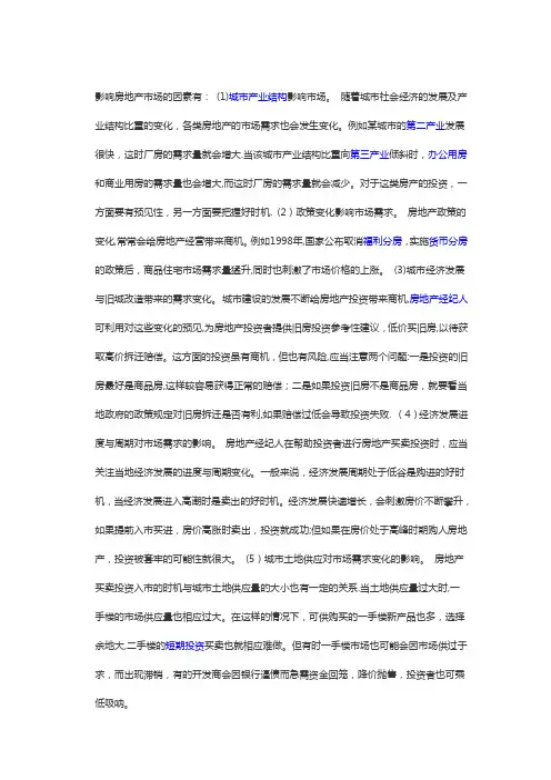 影响房地产市场的因素