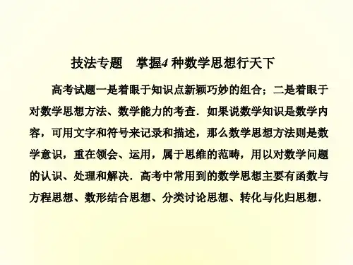 高三数学(理)二轮复习课件技法专题 第1讲 函数与方程思想、数形结合思想