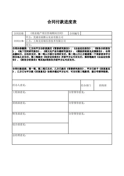 合同付款进度表