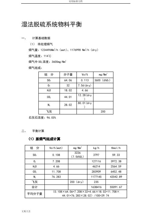 脱硫计算公式比较全