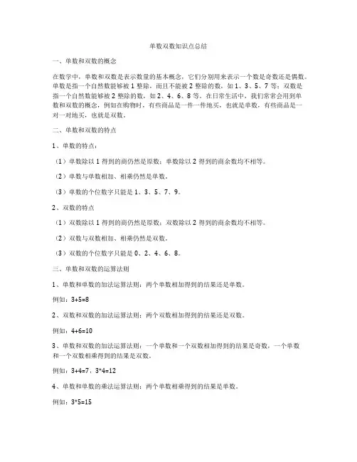 单数双数知识点总结