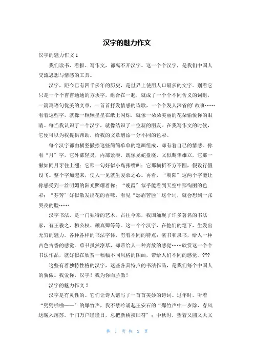 汉字的魅力作文