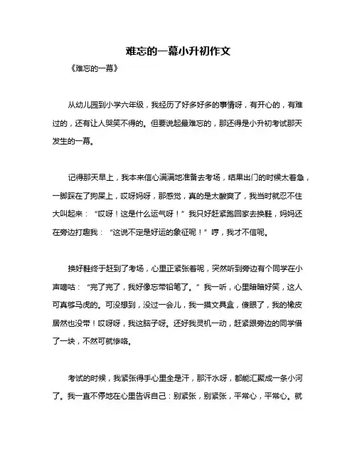 难忘的一幕小升初作文