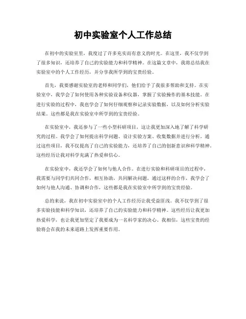 初中实验室个人工作总结