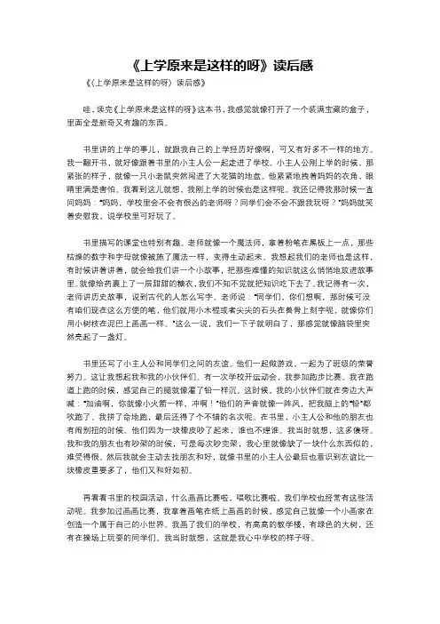 《上学原来是这样的呀》读后感