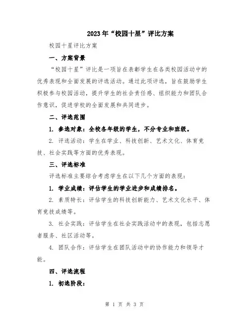2023年“校园十星”评比方案