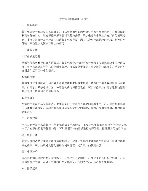 数字电源创业项目计划书