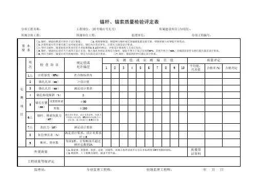 锚杆、锚索质量检验评定表