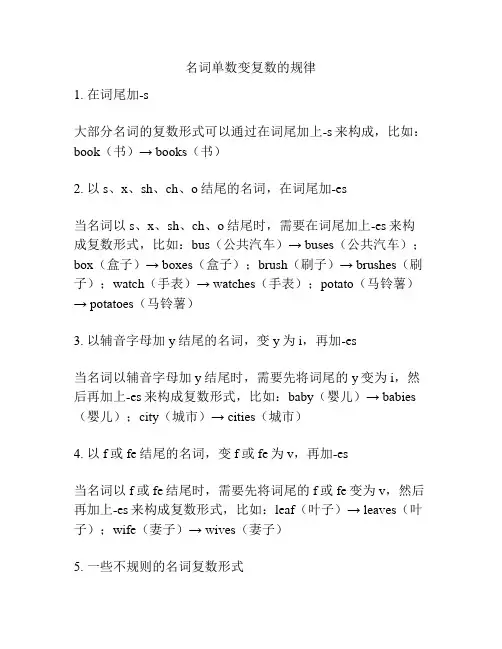 名词单数变复数的规律