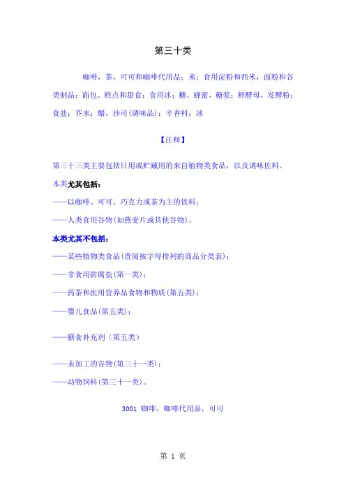 30类商标注册分类共13页