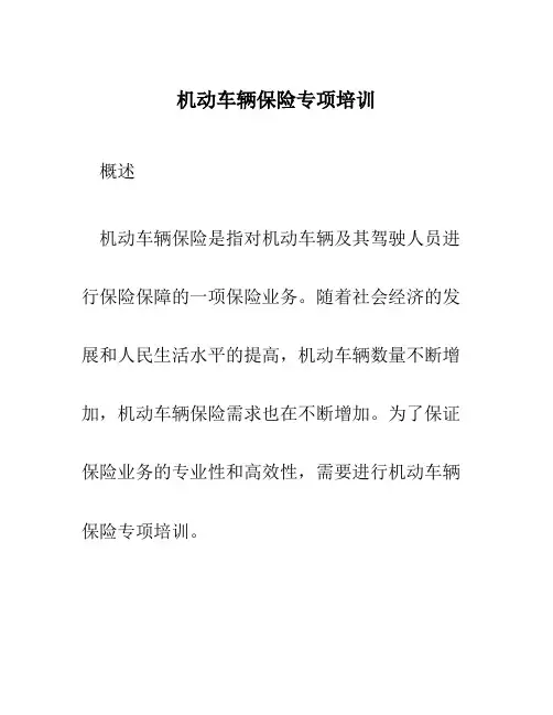 机动车辆保险专项培训