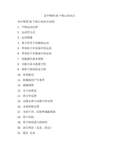 高中物理38个核心知识点