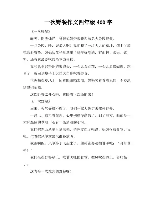 一次野餐作文四年级400字