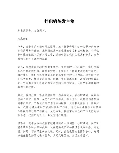 挂职锻炼发言稿