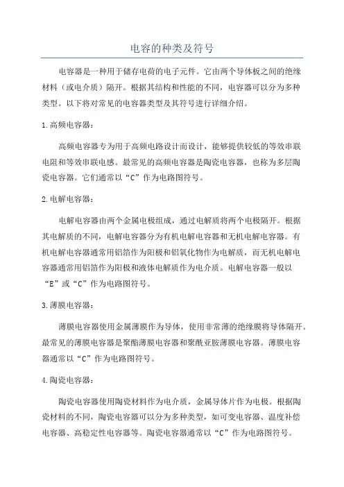 电容的种类及符号