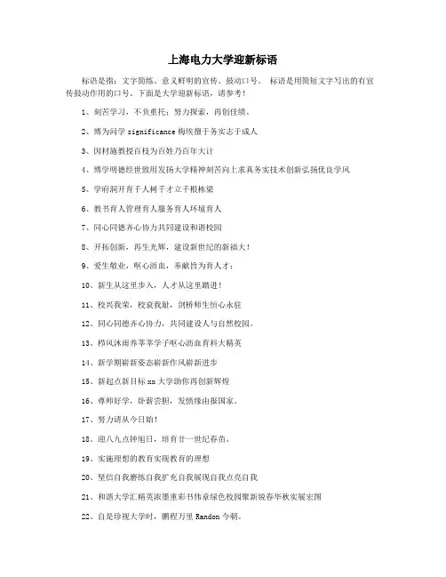 上海电力大学迎新标语