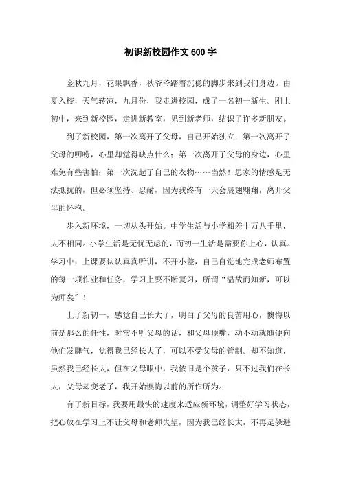 初识新校园作文600字精选