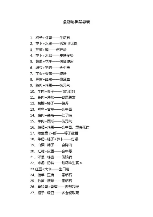 食物配伍禁忌表