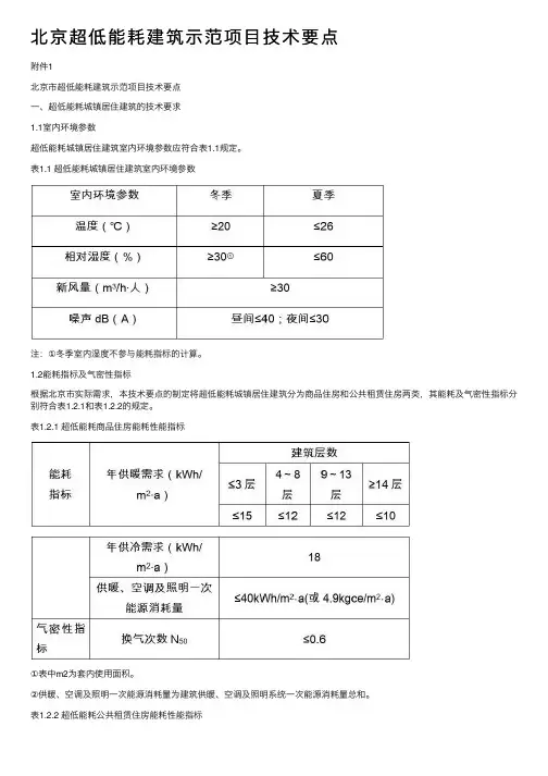 北京超低能耗建筑示范项目技术要点