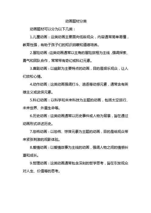 动画题材分类