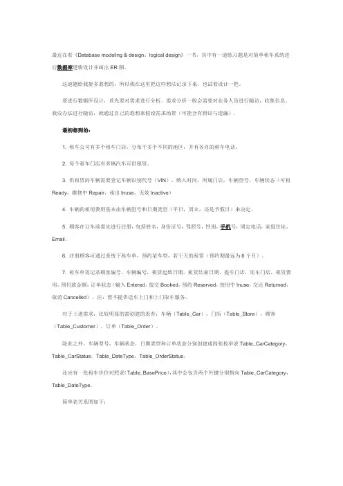 租车系统模块与数据库设计