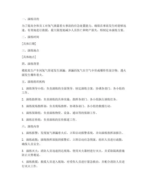 氢气泄露着火应急演练方案