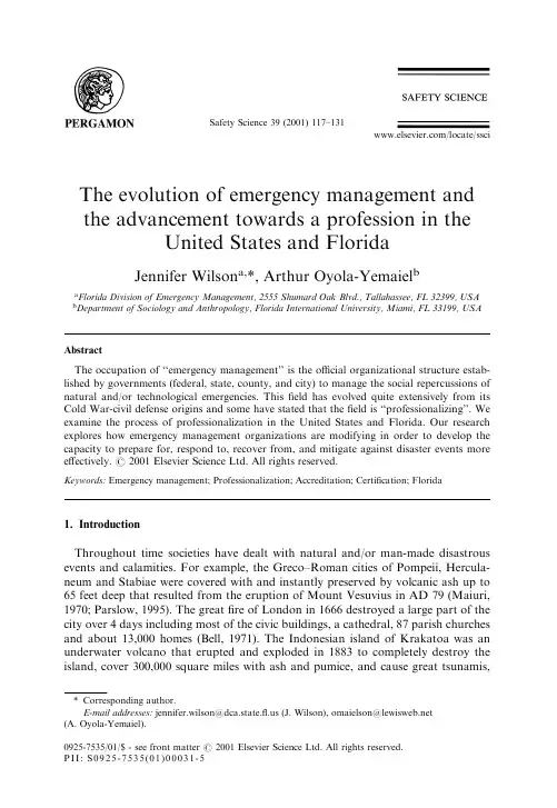 the evolution of emergency management