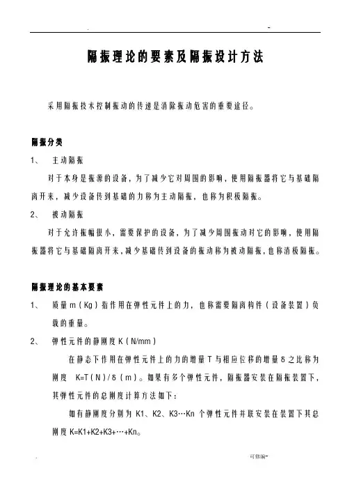 隔振理论的要素及隔振设计方法