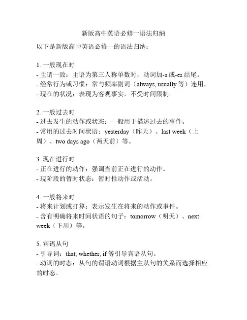 新版高中英语必修一语法归纳