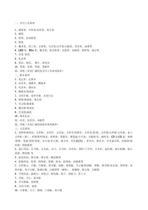 办公室办公用品全面采购单