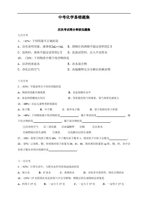 中考化学易错题集(九年级化学错题集)