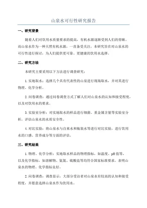 山泉水可行性研究报告