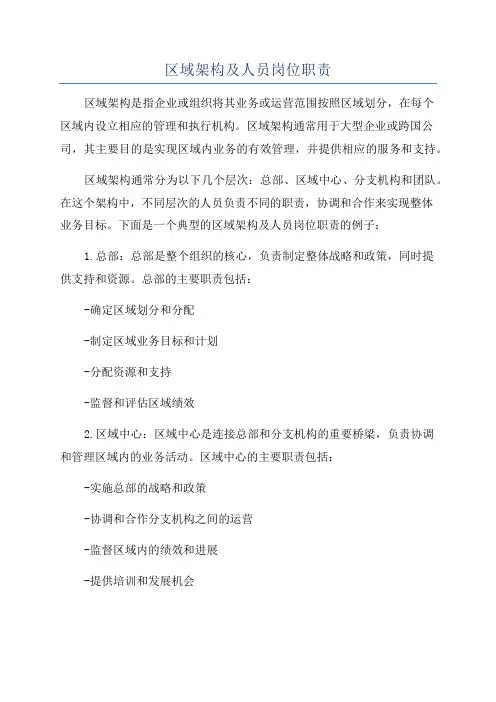 区域架构及人员岗位职责