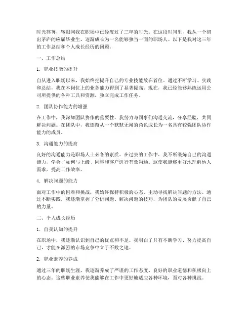 个人工作总结个人成长经历
