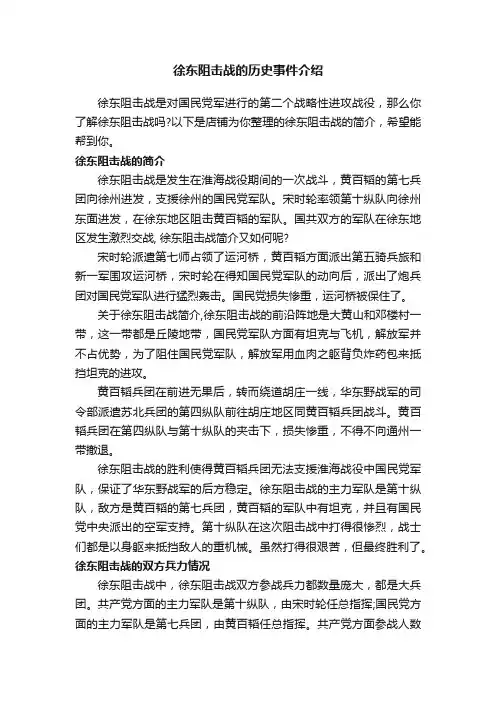 徐东阻击战的历史事件介绍