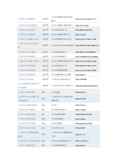 广东省中山市各医院