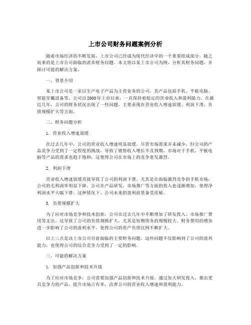 上市公司财务问题案例分析