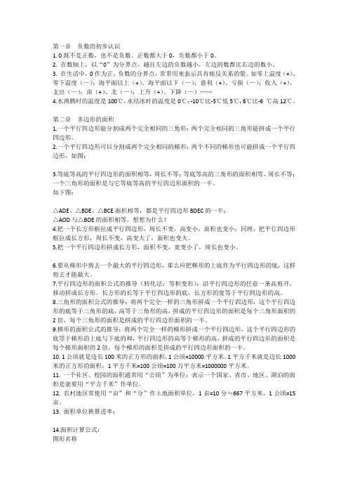 苏教版五年级上册知识点汇总