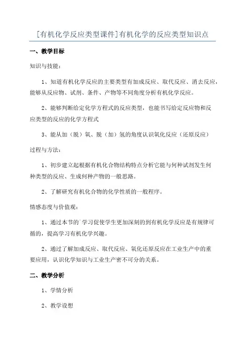 [有机化学反应类型课件]有机化学的反应类型知识点