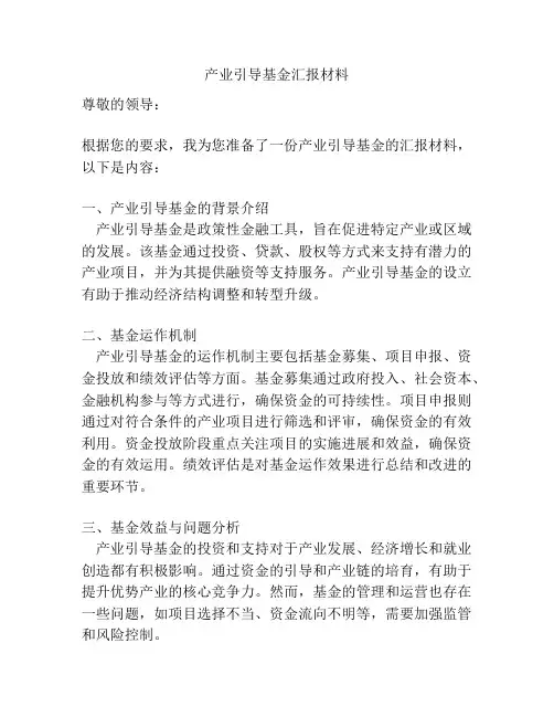 产业引导基金汇报材料