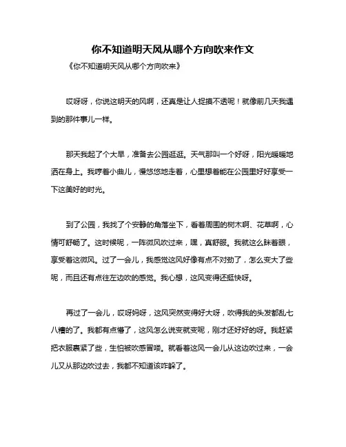 你不知道明天风从哪个方向吹来作文