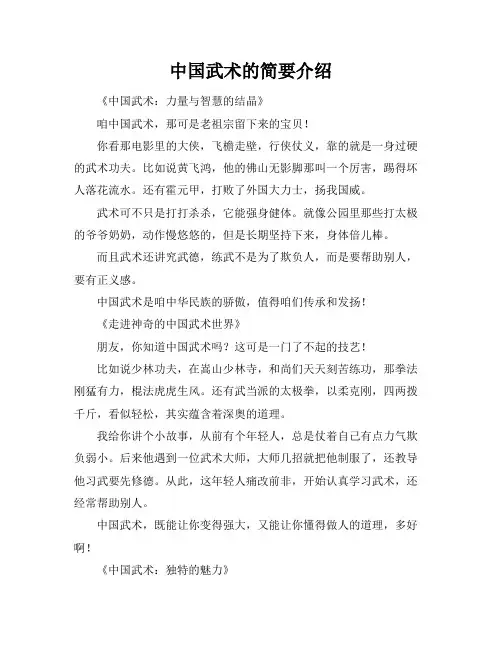 中国武术的简要介绍