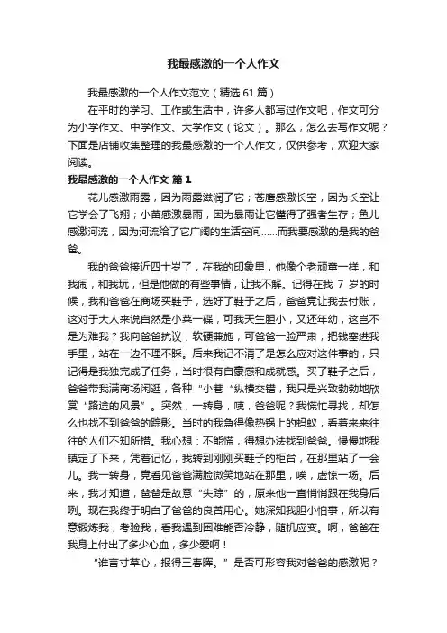 我最感激的一个人作文