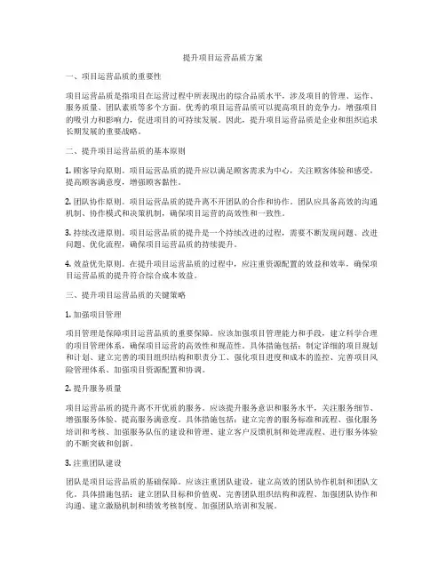 提升项目运营品质方案