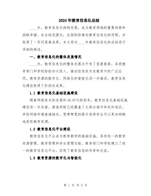 2024年教育信息化总结