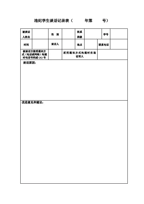 违纪学生谈话记录表( 年第 号) .doc