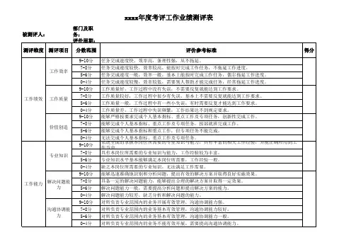 业绩考评表