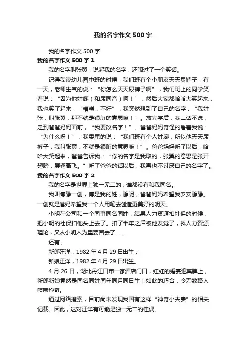 我的名字作文500字